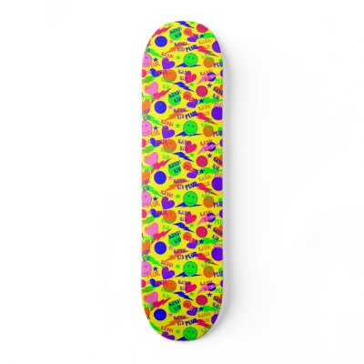 Raver  PLUR Kandi Kid Smiley Skateboard by JuJusGardens