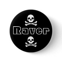 Raver Skull Button by raversparadise Raver Skull Button