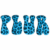 Raver's Blue Leopard PLUR Keychain Pendant Cut Outs
