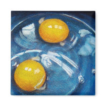 RAW EGGS IN BLUE BOWL magnets by joyart RAW EGGS IN BLUE BOWL magnets