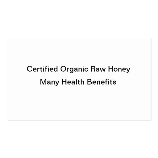 Raw Honey Business Card (back side)