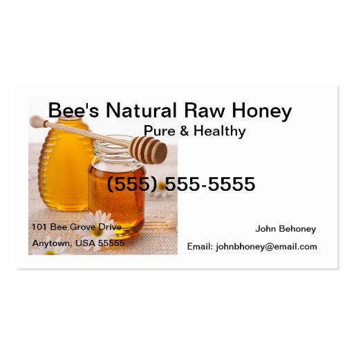 Raw Honey Business Card (front side)