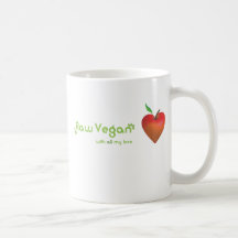 Raw vegan with all my love (red apple heart) mugs