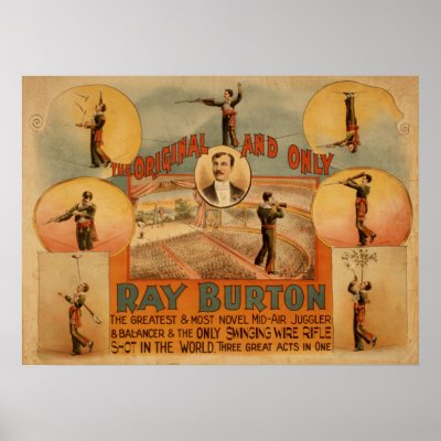 RAY BURTON High Wire Juggler VAUDEVILLE Poster by PaperTimeMachine