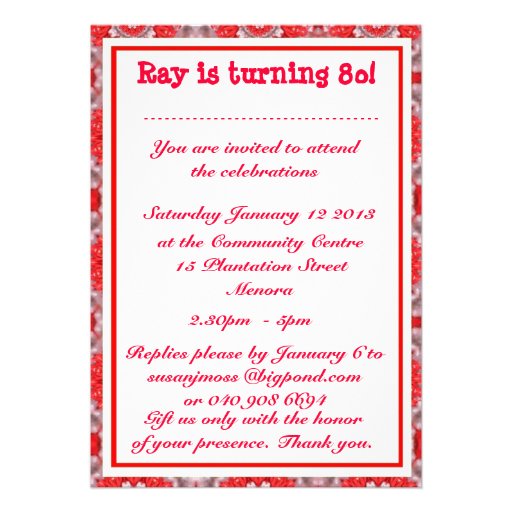 Ray is turning 80 Invitation 5" X 7" Invitation Card | Zazzle