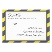 Rayas grises y amarillas RSVP elegante Anuncios Personalizados