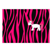 Rayas rosadas de la cebra del unicornio invitacion personal 