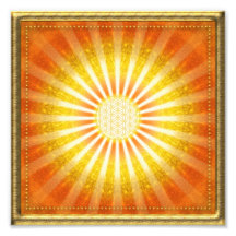 Rays of hope - gold framework square photo art