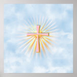Rays of Light from the Religious Cross (W/Clouds) Print