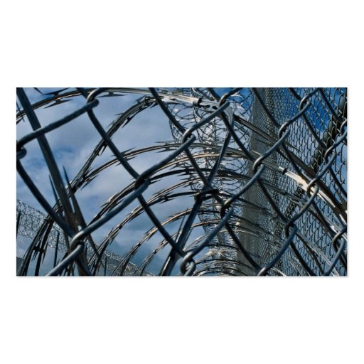 Razor wire, prison business card (back side)