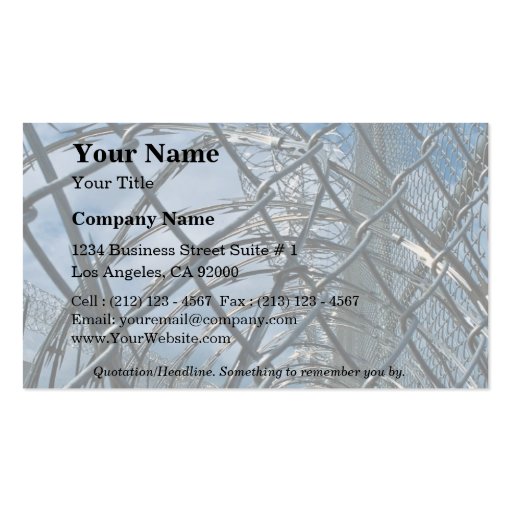 Razor wire, prison business card (front side)