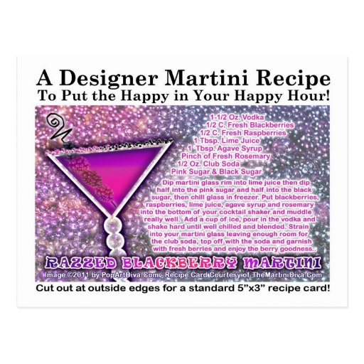 Razzed Blackberry Martini Recipe Postcard