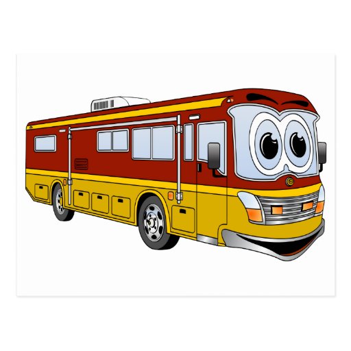 Rd Gold RV Bus Cartoon Camper Postcard | Zazzle