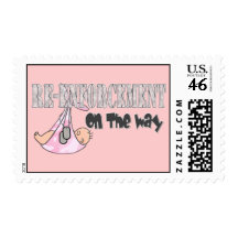 Re-Enforcement On The Way pink Postage Stamp