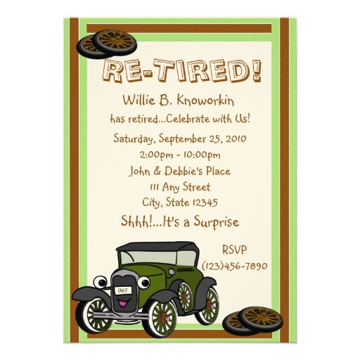 Re-Tired/ Retirement Party Announcements