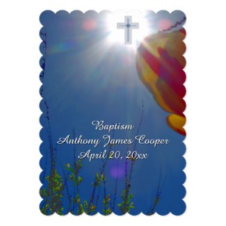 Reach for the Sky BABY BOY BAPTISM CHRISTENING 5" X 7" Invitation Card