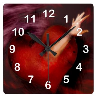 Reach Her With Your Heart Square Wall Clocks