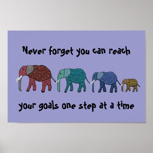 Reach Your Goals Elephants Motivational Poster