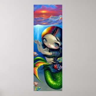 Reaching For Sunset ART PRINT big eyed mermaid print
