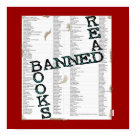 postcard - A list of the most often banned or challenged books in the last century is behind the "Read Banned Books" lettering here...   a good reading list!