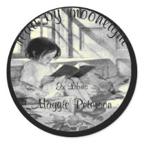 Read by Moonlight Vintage Bookplate stickers