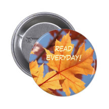 Read Everyday! School button Orange Autumn Leaf