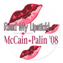 Read My Lipstick McCain Palin '08 Sticker by bizarretees Read My Lipstick McCain Palin '08 Sticker