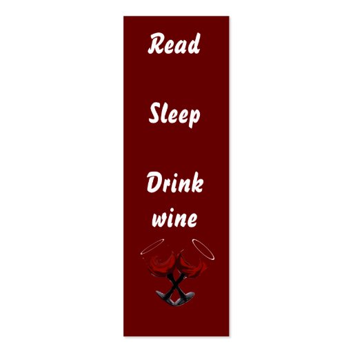 Read  Sleep Drink wine~bookmark Business Card Template