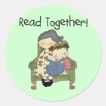 Read Together - Grandma and Girl Tshirts and Gifts Stickers