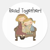 Read Together - Mom and Girl Tshirts and Gifts Stickers