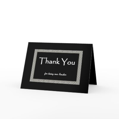 READER Checkerboard Wedding THANK YOU Greeting Cards