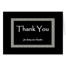 READER Checkerboard Wedding THANK YOU Greeting Cards