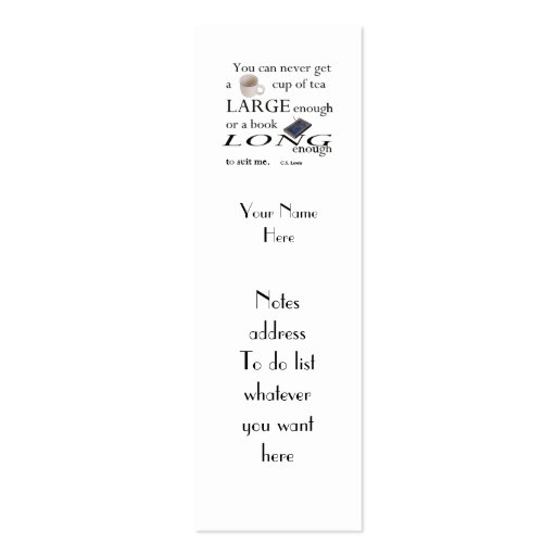 Reader's C.S.Lewis Quote Bookmark to Customize Business Card Templates