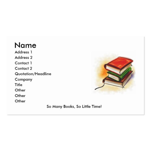Reader's Card Business Card Templates (front side)