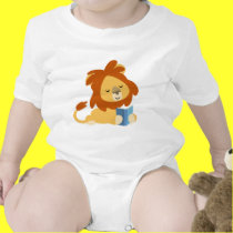 Reading Cartoon Lion baby T-shirt
