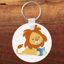 Reading Cartoon Lion keyring keychains