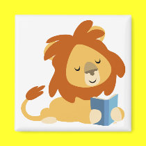Reading Cartoon Lion magnet