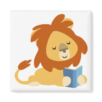 Reading Cartoon Lion magnet