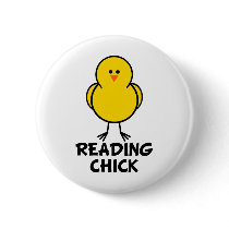 Reading Chick buttons by chicktshirts8 Reading Chick buttons