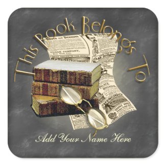 Reading Design Bookplate Square Stickers sticker