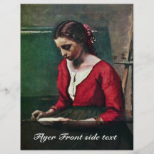 Reading Girl In A Red Jersey By Corot Jean-Baptist Flyer