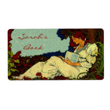 Reading In a Forest Book Labels Bookplates Plates