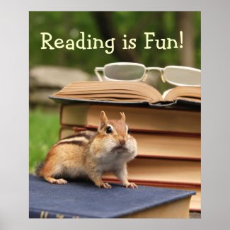 Reading is Fun Chipmunk Poster