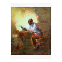 Reading Newspaper by Candlelight Custom Invites