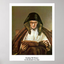 Reading Old Woman By Rembrandt Van Rijn Poster