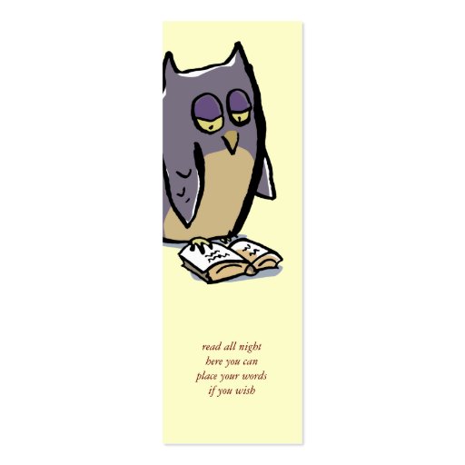 reading owls customizable bookmark business cards