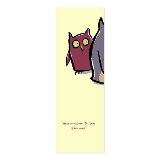 reading owls customizable bookmark business cards (back side)