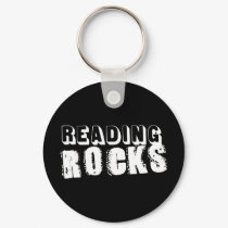 Reading Rocks White Text keychains by teachertees Reading Rocks White Text keychains