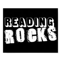 Reading Rocks White Text posters by teachertees Reading Rocks White Text posters