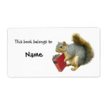 Reading Squirrel Book Plate labels